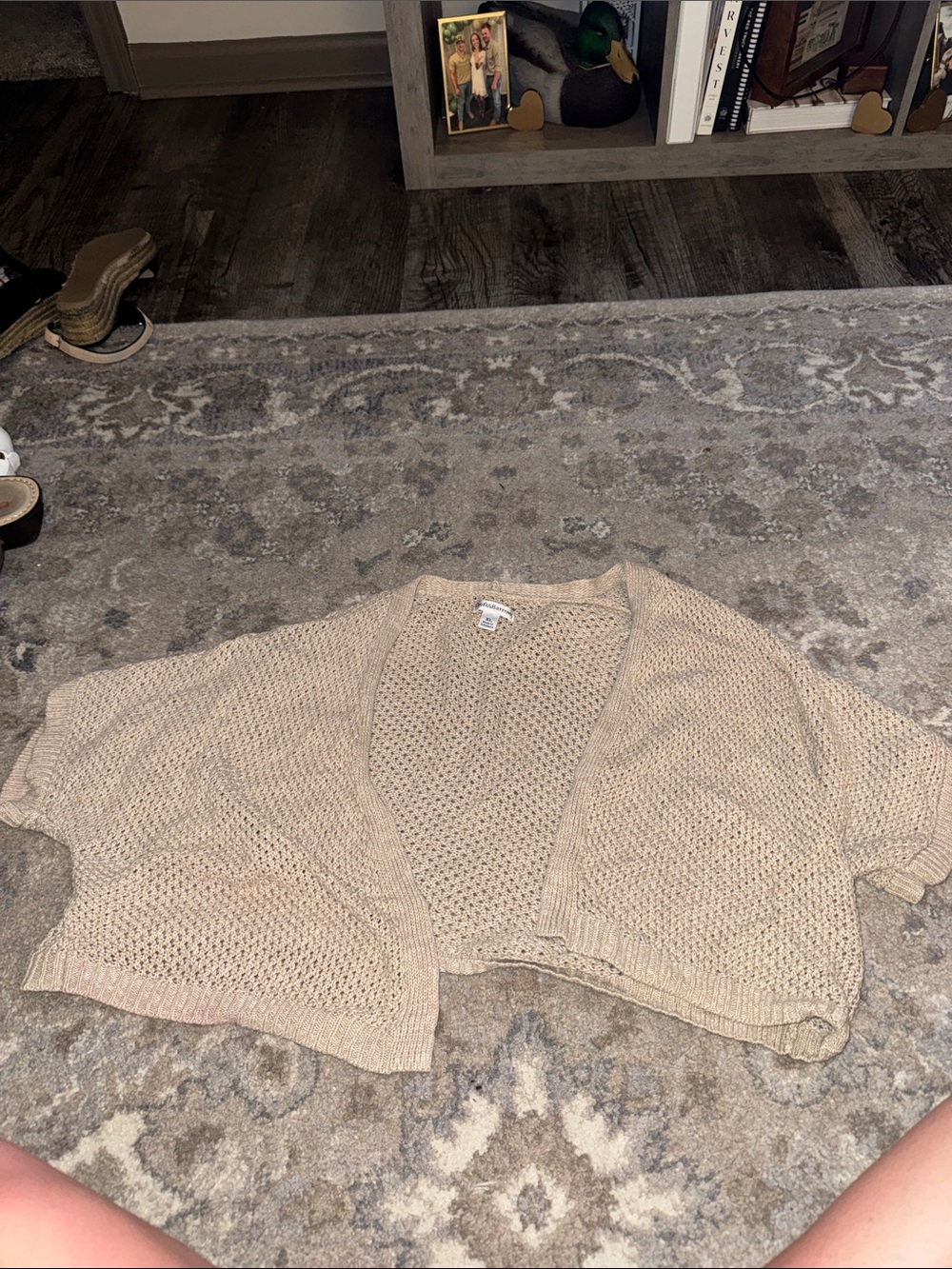 croft & barrow Beige Open-Weave Cropped Sweater Shrug